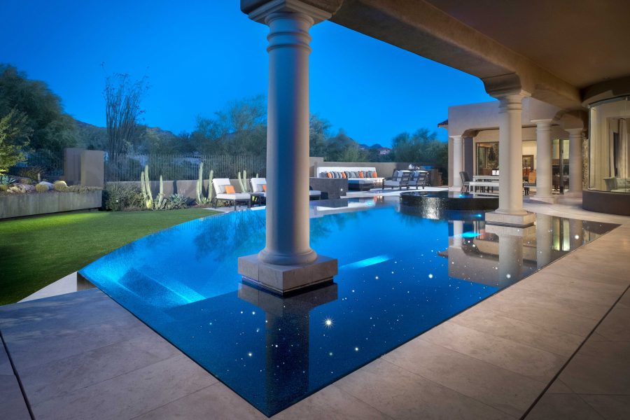 Custom Lighting and Ambiance Creation for Evening Pool Entertainment